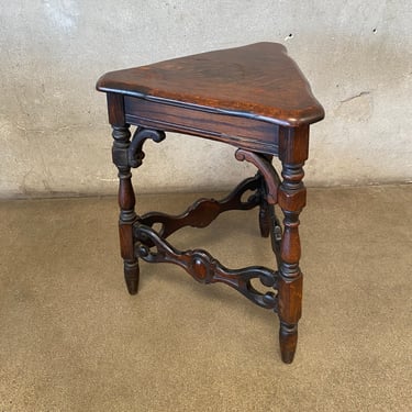 Antique Oak Triangle Plant Stand