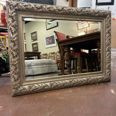 Beveled Mirror in Brushed Silver Decorative Frame