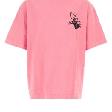 Gucci Men Pink Cotton T-Shirt