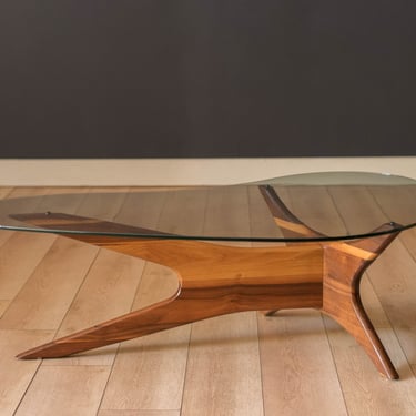 Mid Century Modern Solid Walnut and Glass Jacks Coffee Table by Adrian Pearsall 