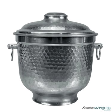 Vintage Traditional Italian Regency Hammered Aluminum Ice Bucket