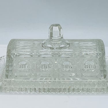Vintage  Pressed Glass Butter Dish- 1960's 