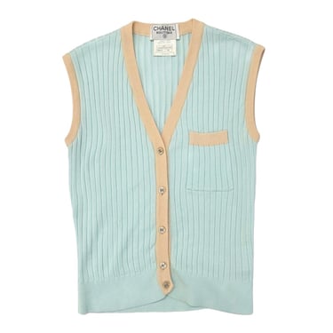 Chanel Baby Blue Ribbed Vest