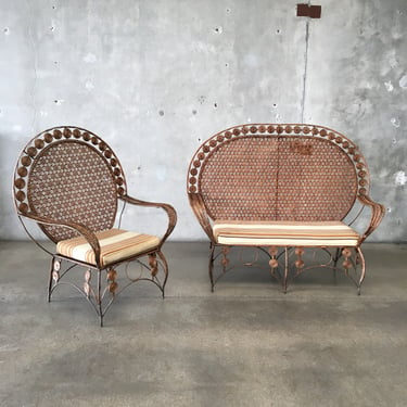 Vintage Wicker Sofa &amp; Chair Set