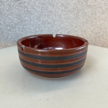 Vintage modern ceramic ashtray Otagiri  brick red black stripe size 5.5” x 2.5” 