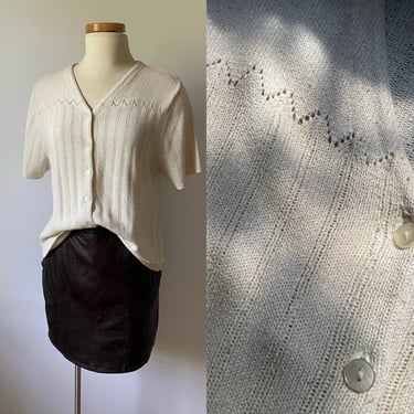90s Silk Knit Short Sleeve Sweater Top 