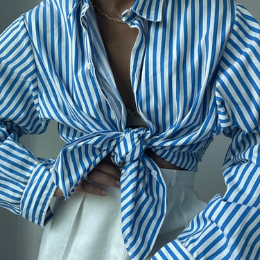 vintage cotton classic blue stripe dress oxford button down shirt 