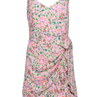 Lilly Pulitzer - Pink & Fruit Print Mini Faux Wrap Dress w/ Ruffle Detail Sz 4
