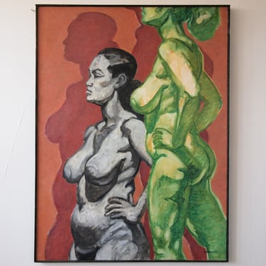 Original 1999 ANTHONY FERRARA PAINTING Nude Female Woman Shadow 40x30