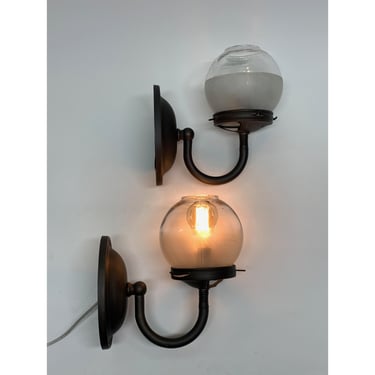 Pair Industrial Gas sconces with Globe Shades #2036 