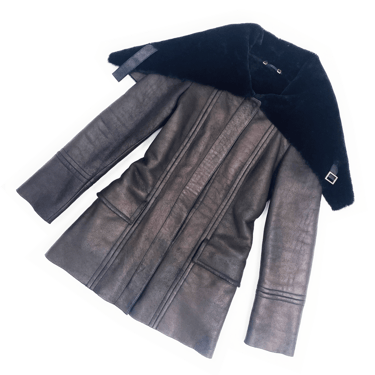 Gucci bronze suede shearling coat