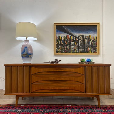 Mid Century Walnut Lowboy Dresser/Credenza by United Furniture Co.