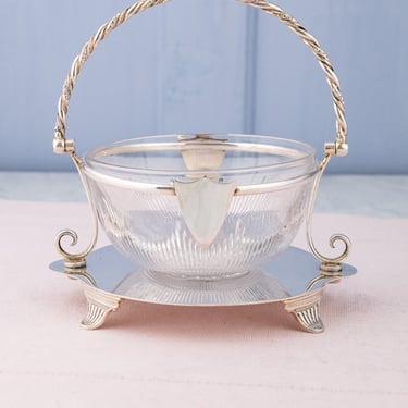 Antique Glass Bowl &amp; Silverplate Stand