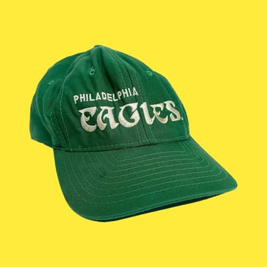 Vintage Philadelphia Eagles Hat Retro 1990s Kelly Green + White + Adjustable Snapback + NFL + Football + Headwear + Unisex + Philly Sports 
