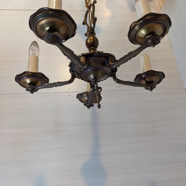 Brass 5 Arm Candle Chandelier