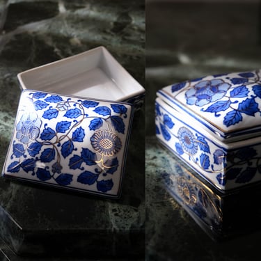 Vintage Ceramic Chinese Keepsake Box | Jewelry Box, Bohemian Decor, Rustic Home, Centerpiece | Boho Treasure Box, Jewelry Box, Makeup 