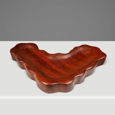 Organic Modern Serving Tray / Key Holder / Catch-All Hand-Carved in Solid Sapele by Mark Leblanc for Leblanc Studios, USA, c. 2020's 