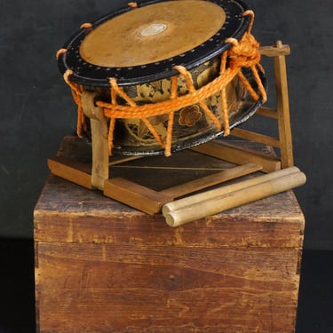 Antique Japanese drum Shime-Taiko Noh theater 1880 music instrument ...
