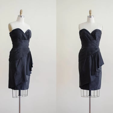 black cocktail dress | strapless black dress | Tadashi dress 