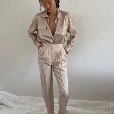 ReCAP Vintage Studio Vintage 90s Silk Pants - Champagne/Beige