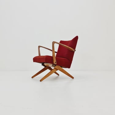 Vintage Midcentury German Original fabric Scissor Armchair by Wilhelm Knoll 1950s 