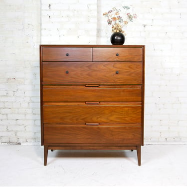 Vintage MCM 6 drawer tallboy dresser by American of Martinsville | Free delivery in NYC and Hudson Valley areas 