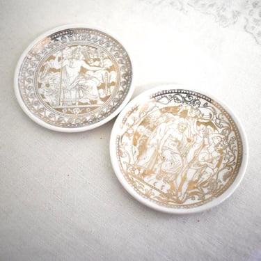 1950s Fornasetti "Mitologia" Set of 2 Porcelain Coasters 