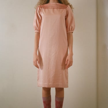 Vintage 1960s handmade blush pink satin blend dress one of a kind 