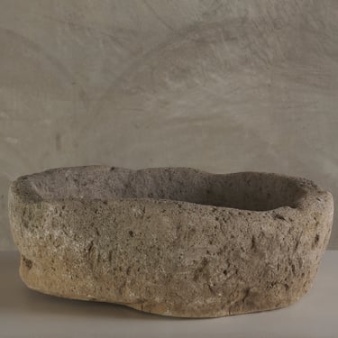 LARGE WEATHERED STONE BASIN