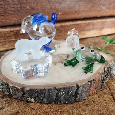 Glass Menagerie~4 Vintage Glass Animal Figurines 