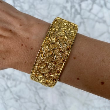 Gold Basketweave Clamper Bracelet