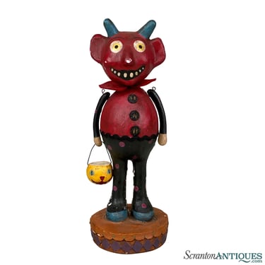 Vintage Folk Halloween Devil Figural Plaster Sculpture