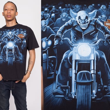 Harley Davidson Killer Clown Las Vegas T Shirt - Men's XL | Vintage Black Motorcycle Biker Graphic Tee 