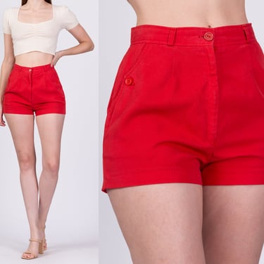 70s Red High Waist Shorts - Small, 26