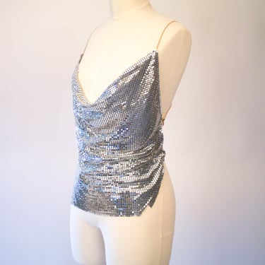 Vintage Leg Avenue chain mail cowl top with lace up back