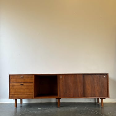 Mid Century Refinished Walnut Low Credenza By Harvey Probber 