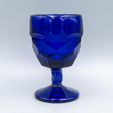 Viking Glass Georgian Cobalt Water Goblet | Vintage Mid Century Modern Glassware 