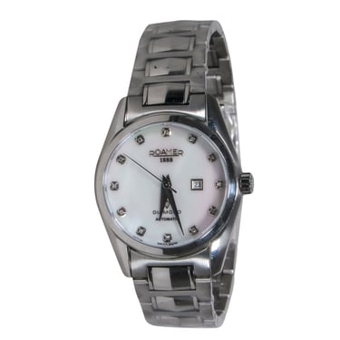 Roamer - Silver Link Automatic &quot;Searock&quot; Watch w/ Mother of Pearl &amp; Diamonds