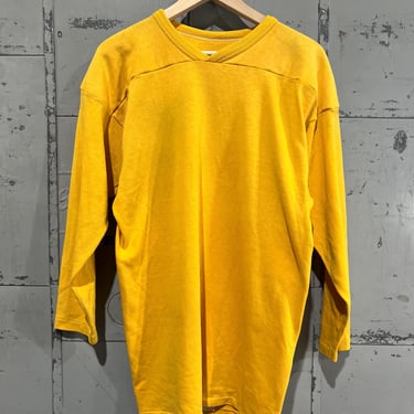 L 70s Russell Blank football Shirt Yellow tshirt 3/4 sleeve athletic 