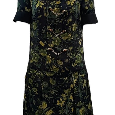 Gucci 2000s Floral Silk Mini Dress with Bamboo Hardware