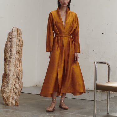 Amber Butter Dupion Kimono Dress