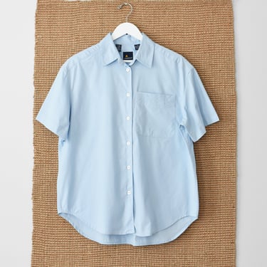 vintage light blue cotton button down shirt, size L 