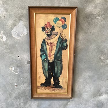 Vintage Clown Portrait/Print- Framed And Signed by Artist, "Berdot"
