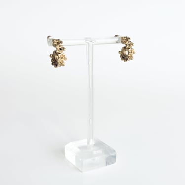 Vintage Gold Floral Swirl Hoop Earrings