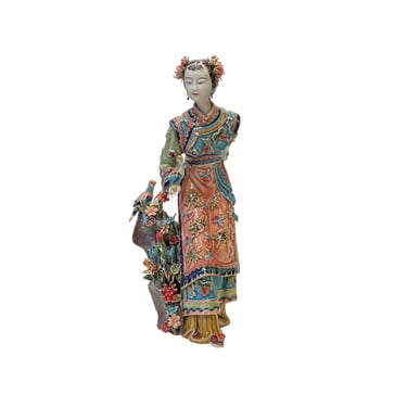 Chinese Oriental Porcelain Qing Style Dressing Double Birds Lady Figure ws3088E 