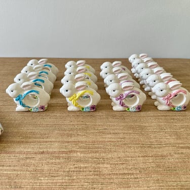 Vintage Ceramic Easter Bunny Napkin Rings - Sold in Sets 