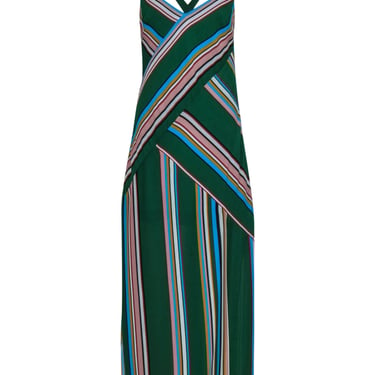 Adrianna Papell - Green & Multicolor Striped Sleeveless Maxi Dress Sz 6