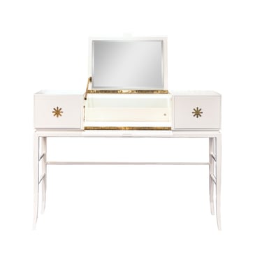 Tommi Parzinger Illuminating Vanity with Etched Brass Pulls 1960s