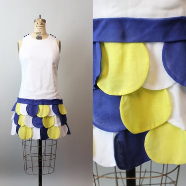 1960s cotton LAYERED DISC hem mini dress xs | new summer 
