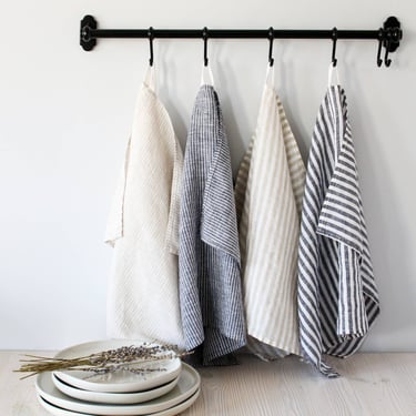 My Kitchen Linens - Striped Linen Tea Towel Set of 2